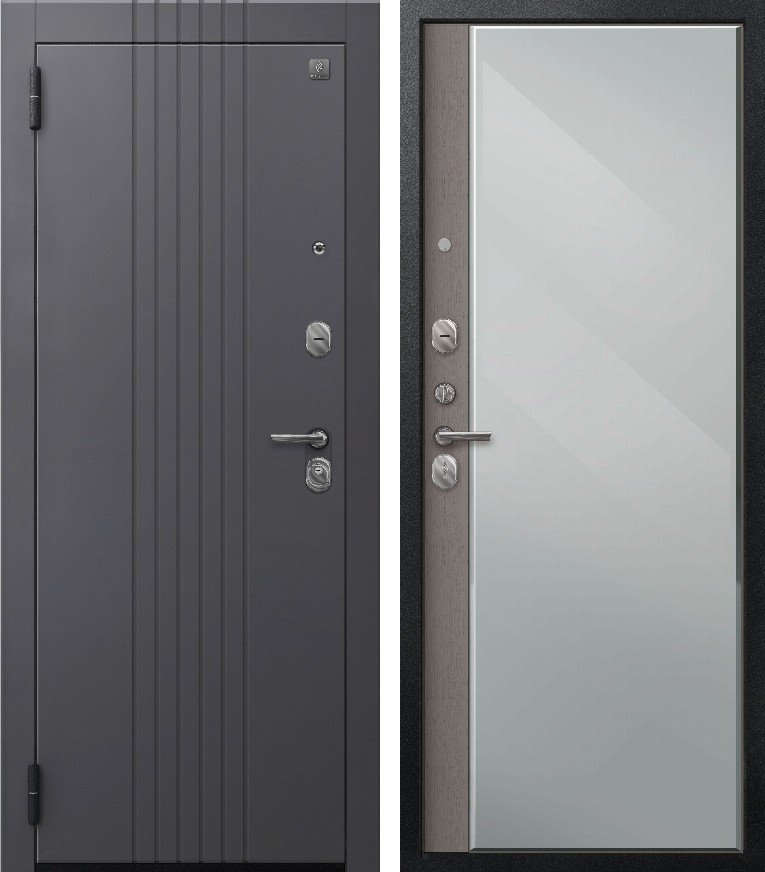 Входная дверь для квартиры A-12/1 Кашемир графит + Софт ясень грей (860х2050, лев.)