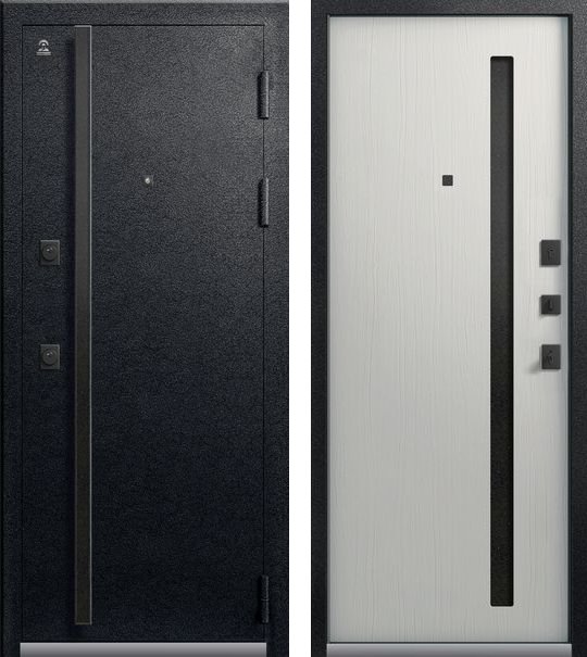 Входная дверь Люкс-11 Черный муар + Ясень скандинавский