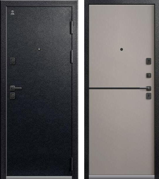 Входная дверь C-105 Черный муар + Кашемир грей