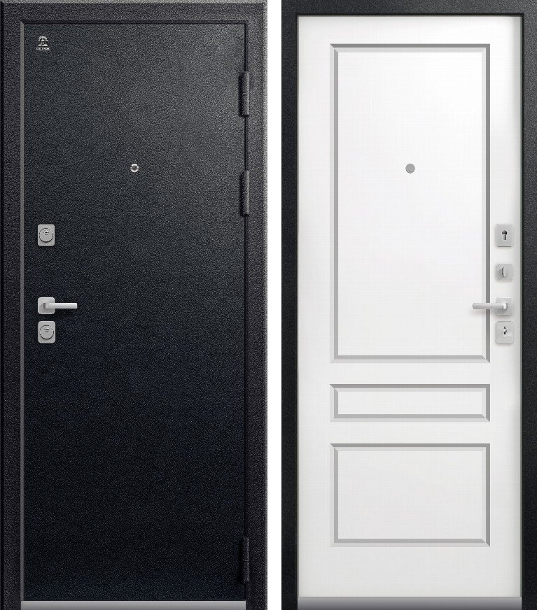Входная дверь для квартиры C-101 Черный муар + Белый (960х2050, прав.)