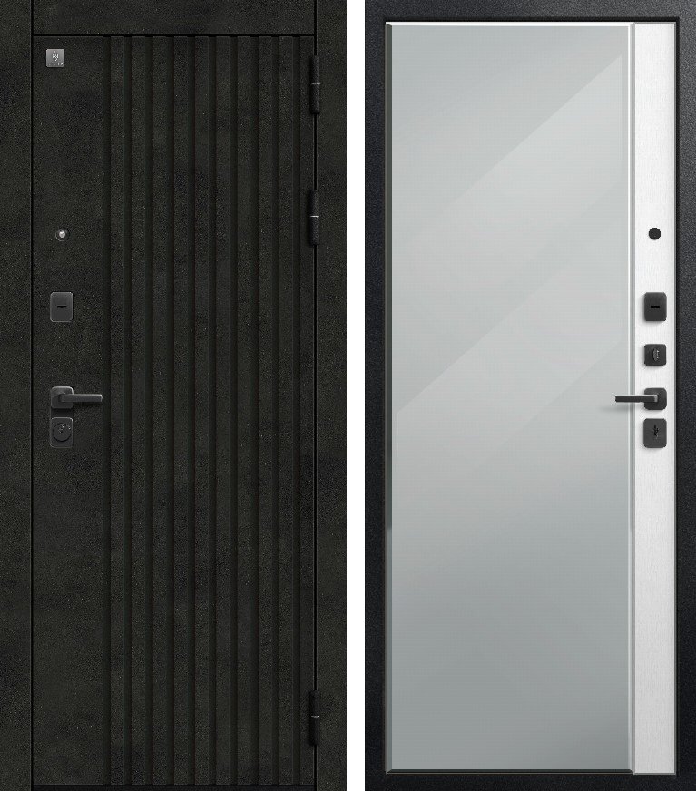 Входная дверь для квартиры В-15/1 Бетон темный + Софт ясень белый (960х2050, прав.)