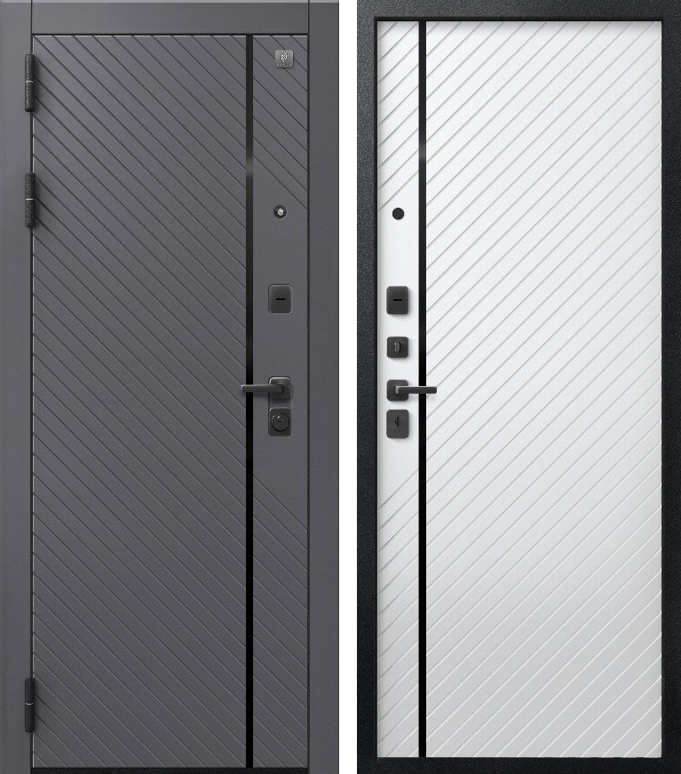 Входная дверь для квартиры В-18 (2026) Черный муар+Кашемир графит + Кашемир белый (860х2050, лев.)