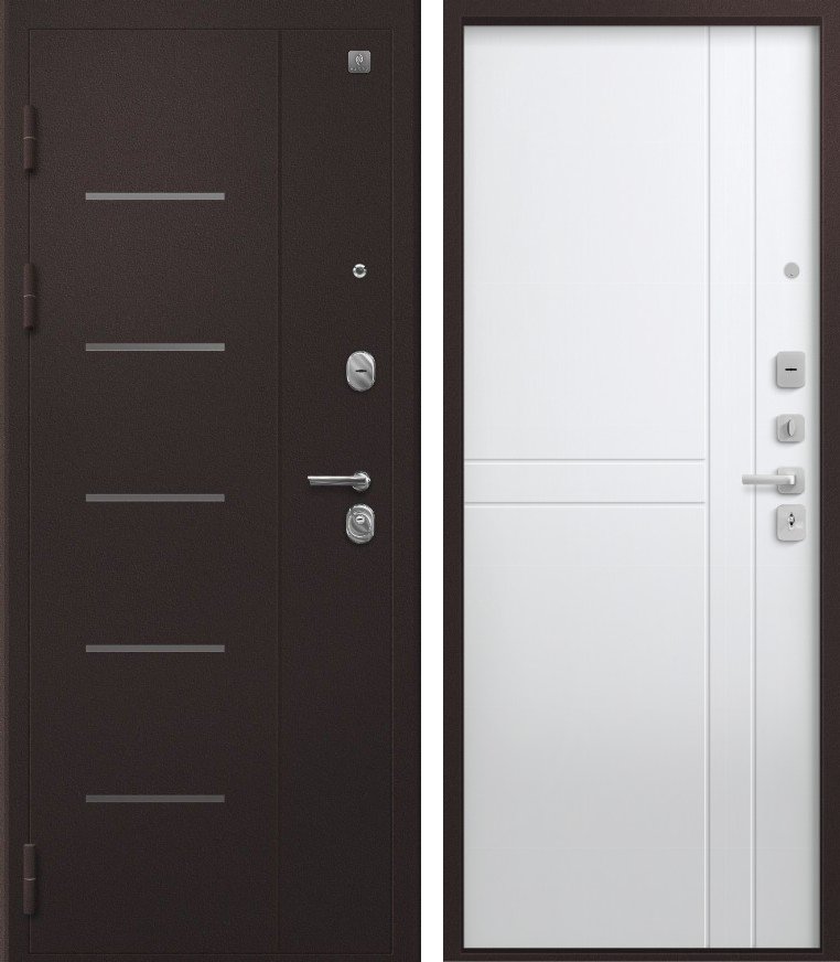 Входная дверь для квартиры В-06 (2026) Букле шоколад + Кашемир белый (960х2050, лев.)