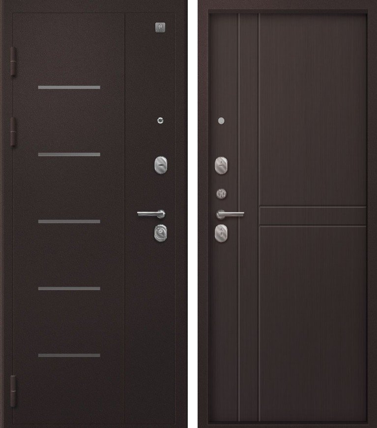 Входная дверь В-06 Букле шоколад + Лиственница темная