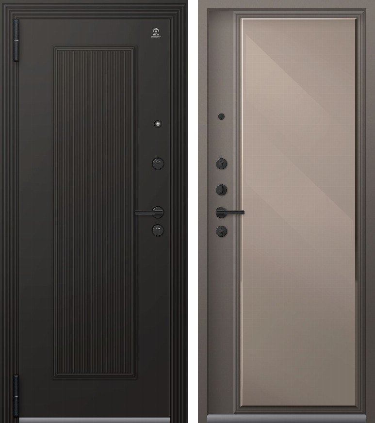 Входная дверь для квартиры Люкс-1 (2026) Черный муар+Черный перламутр + Кашемир базальт (860х2050, лев.)