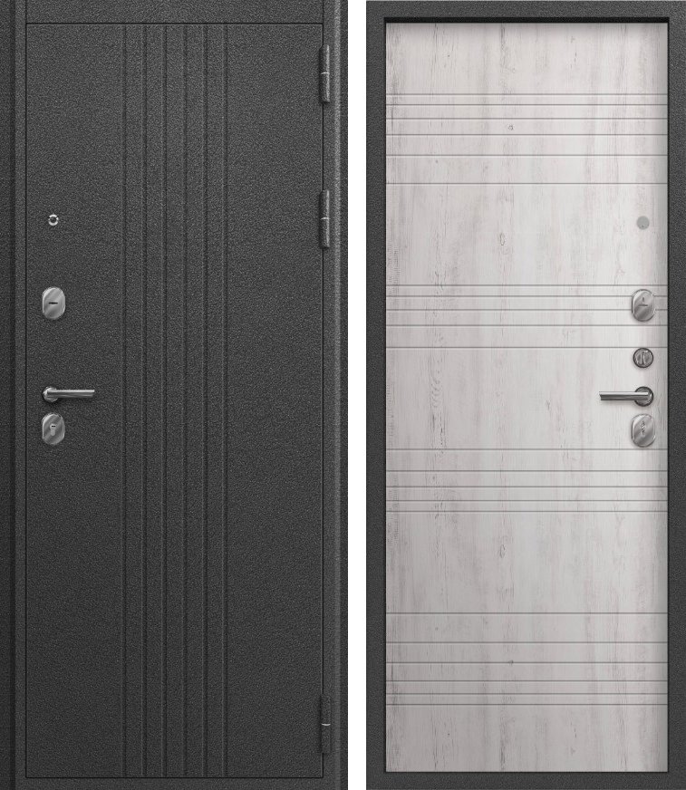 Входная дверь для квартиры O-160 Серебро антик + Дуб пепельный (860х2050, прав.)