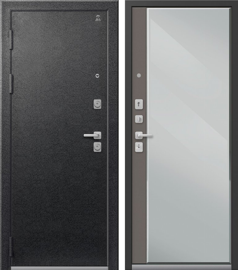 Входная дверь для квартиры C-104 Черный муар + Кашемир грей (960х2050, лев.)
