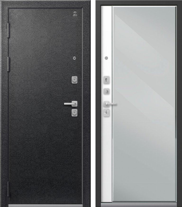 Входная дверь для квартиры C-104 Черный муар + Кашемир белый (860х2050, лев.)