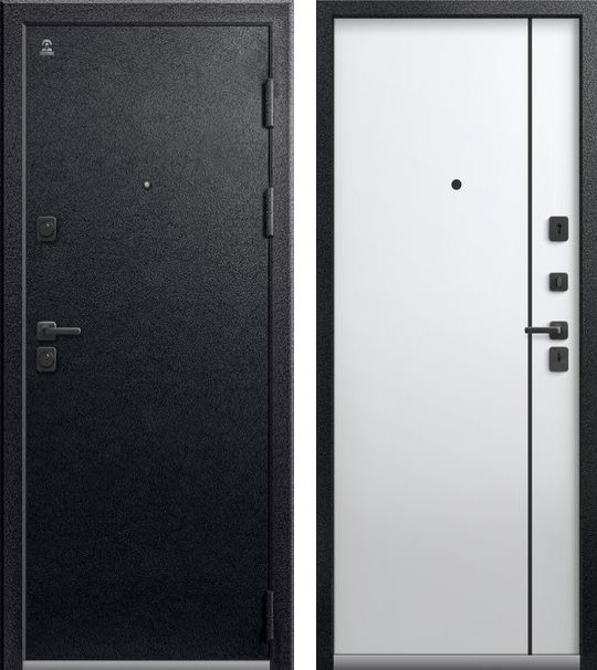 Входная дверь для квартиры C-106 Черный муар + белый (960х2050, прав.)
