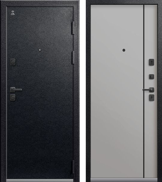 Входная дверь для квартиры C-106 Черный муар + Кашемир сильвер (860х2050, прав.)
