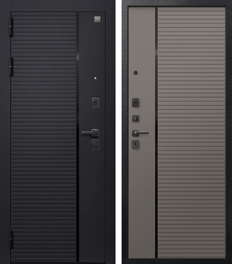 Входная дверь для квартиры В-14 Черный кварц + Кашемир базальт (860х2050, лев.)