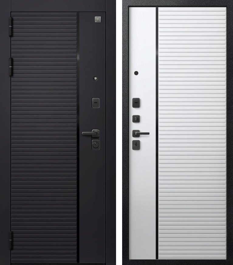 Входная дверь В-14 Черный кварц + Кашемир белый