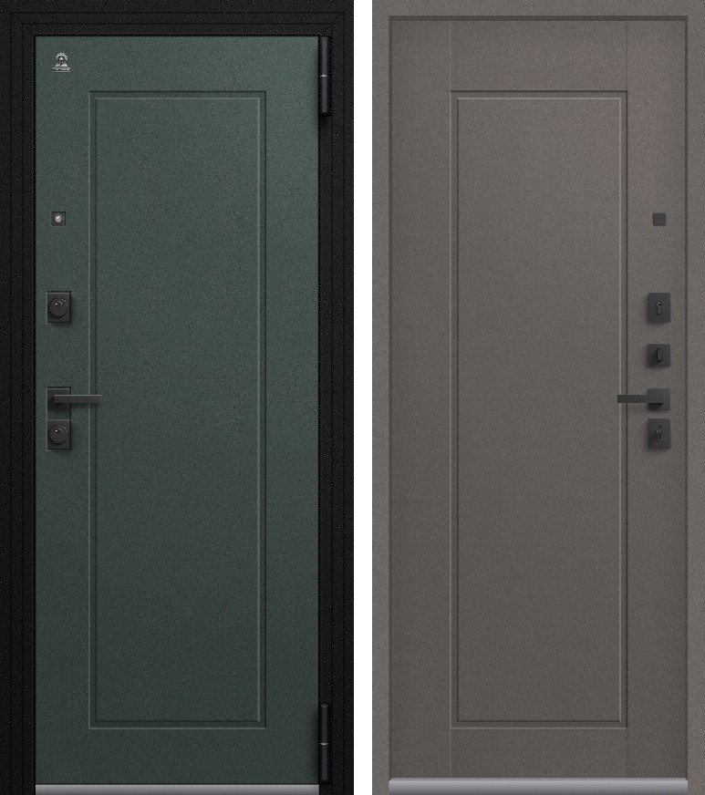 Входная дверь Люкс-4 (2026) Черный муар + корунд олива + Корунд макиато