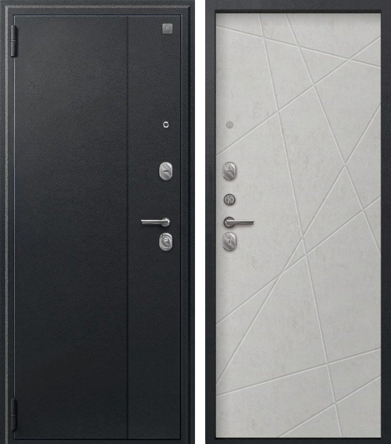 Входная дверь A-03 Черный сатин + Бетон светлый