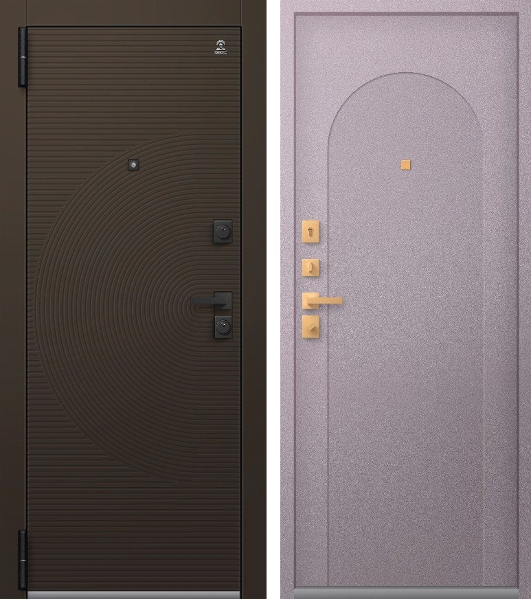 Входная дверь Люкс-6 (2026) Черный муар + корунд шоколад + Розовый дым