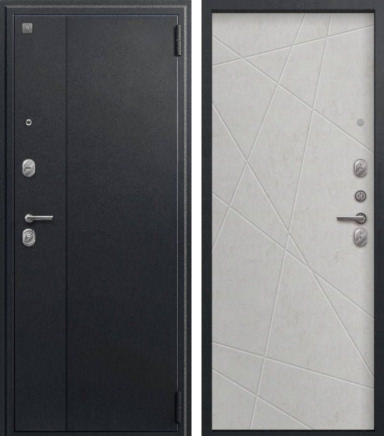 Входная дверь A-03 Черный сатин + Бетон светлый