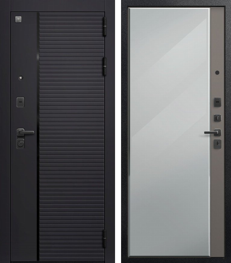 Входная дверь В-14/1 (2026) Черный муар+Черный кварц + Кашемир базальт