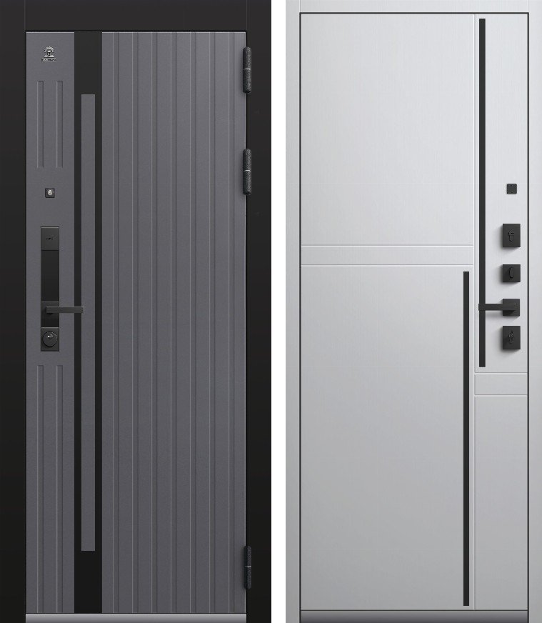 Входная дверь для квартиры C-109 (2026) Черный муар+Кашемир графит + Кашемир белый (860х2050, прав.)