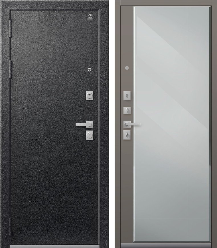 Входная дверь для квартиры C-104 (2026) Черный муар + Кашемир белый (860х2050, лев.)