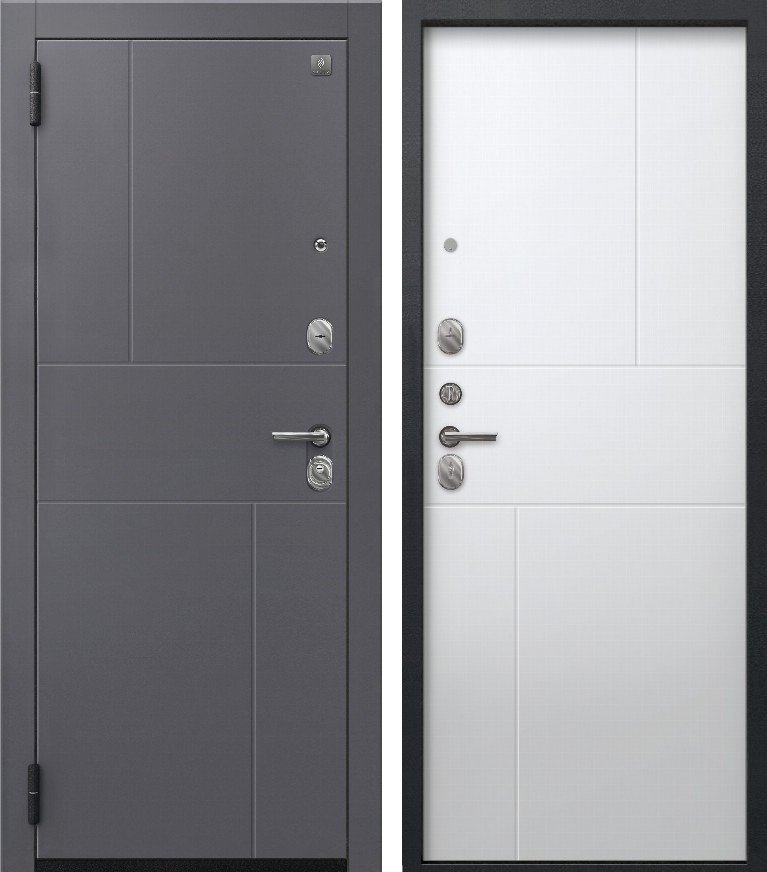 Входная дверь для квартиры A-11 (2026) Черный муар+Кашемир графит + Кашемир белый (860х2050, лев.)