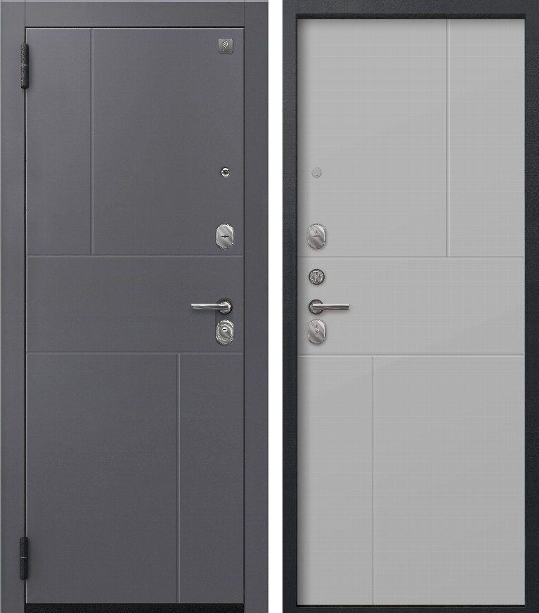 Входная дверь A-11 (2026) Черный муар+Кашемир графит + Кашемир сильвер