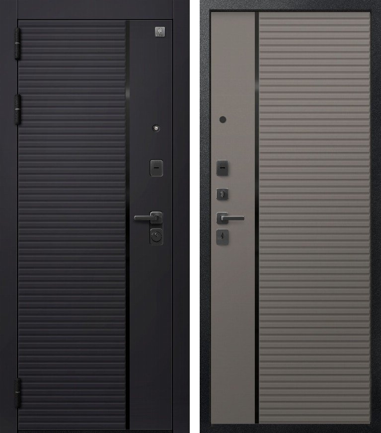 Входная дверь для квартиры В-14 (2026) Черный муар+Черный кварц + Кашемир базальт (860х2050, лев.)