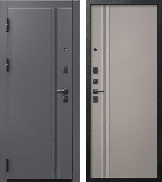 Входная дверь для квартиры В-17 Черный муар + кашемир графит + Кашемир грей (860х2050, лев.)