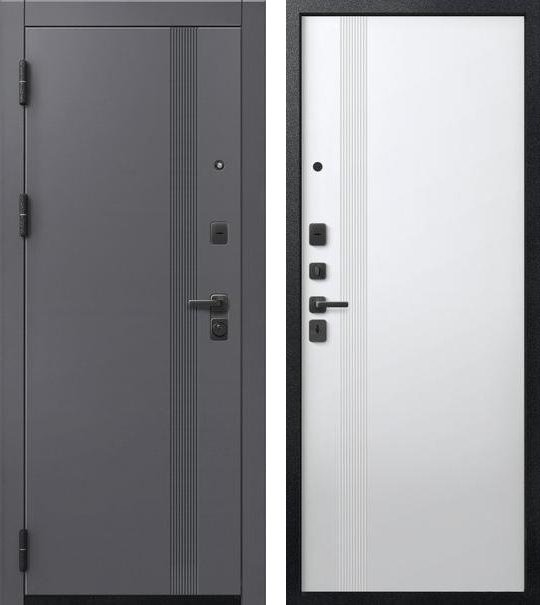 Входная дверь для квартиры В-17 Черный муар + кашемир графит + Кашемир белый (860х2050, лев.)