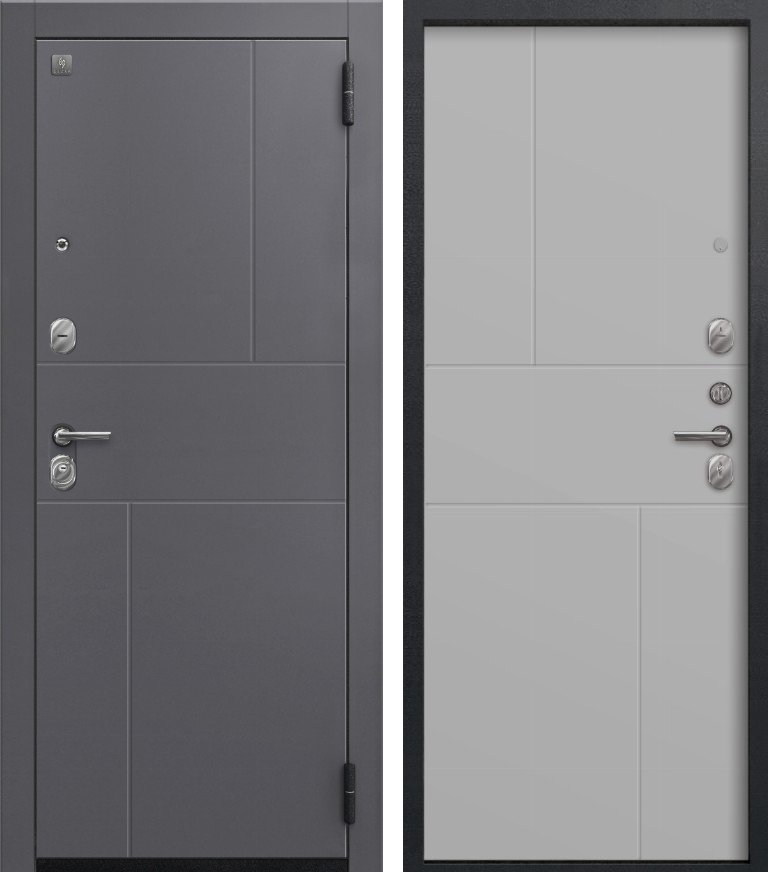 Входная дверь A-11 Кашемир графит + Кашемир сильвер