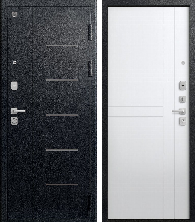 Входная дверь для квартиры В-06 (2026) Черный муар + Кашемир белый (860х2050, прав.)