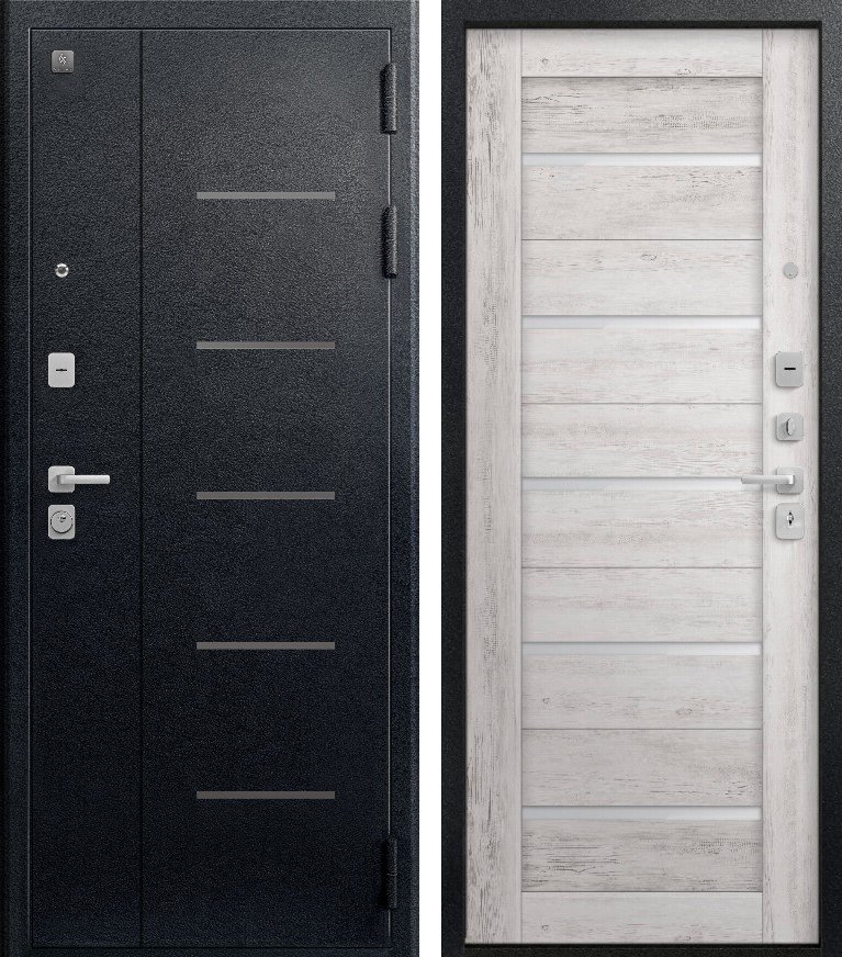 Входная дверь В-05 (2026) Черный муар + Дуб пепельный
