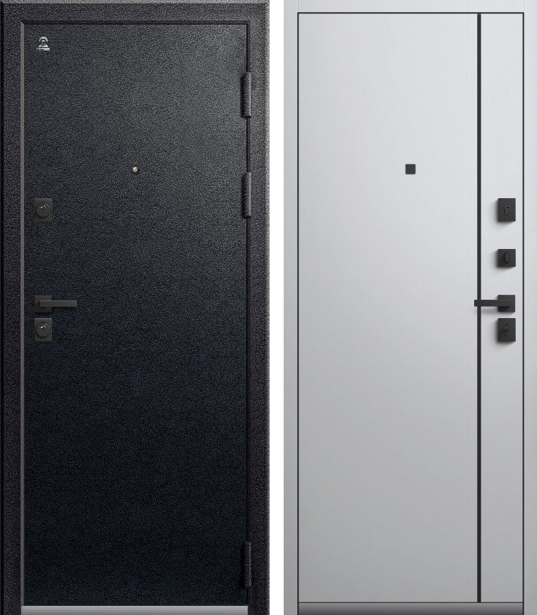 Входная дверь для квартиры C-106 (2026) Черный муар + Кашемир белый (860х2050, прав.)
