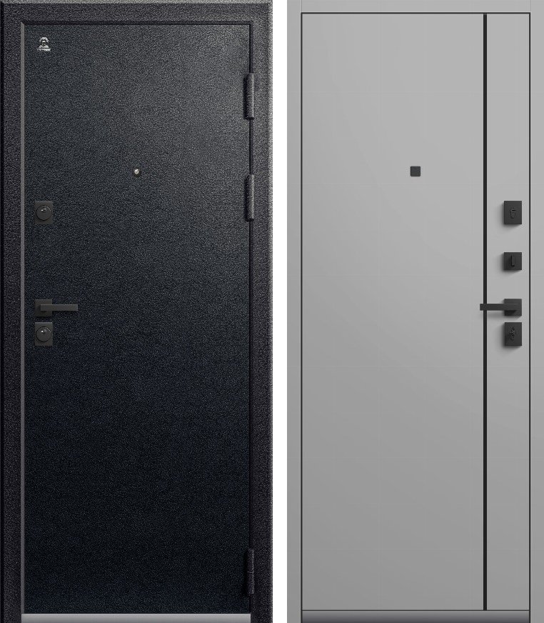 Входная дверь C-106 (2026) Черный муар + Кашемир сильвер