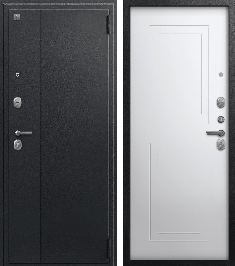 Входная дверь A-06 Черный сатин + Кашемир белый