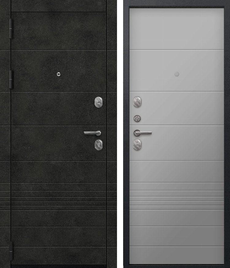 Входная дверь для квартиры O-172 Бетон темный + Кашемир сильвер (960х2050, лев.)