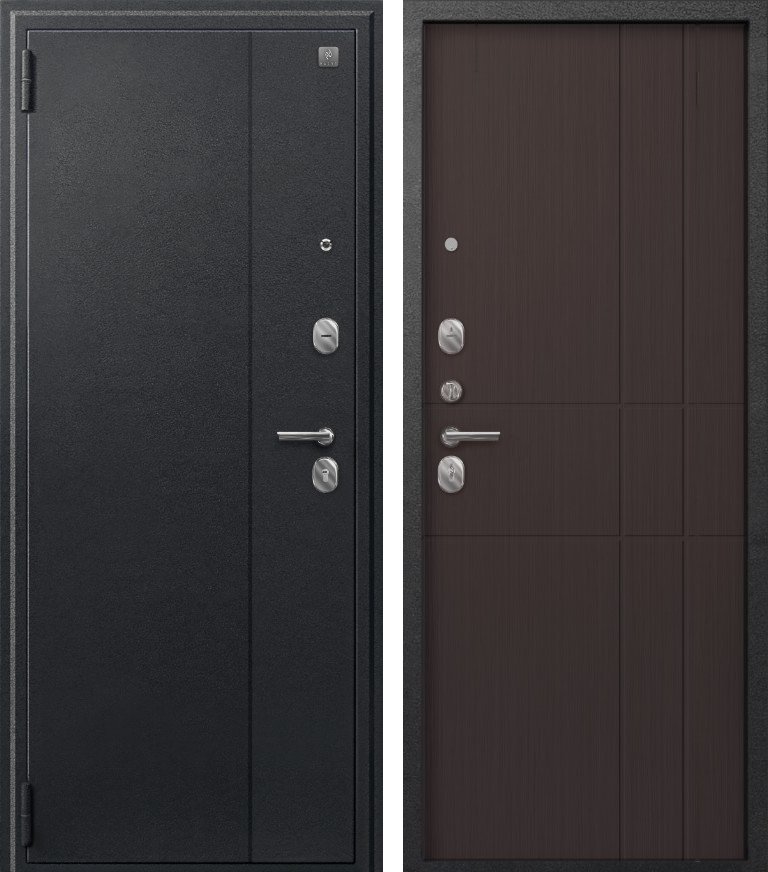Входная дверь для квартиры A-02 Черный сатин + Лиственница темная (860х2050, лев.)