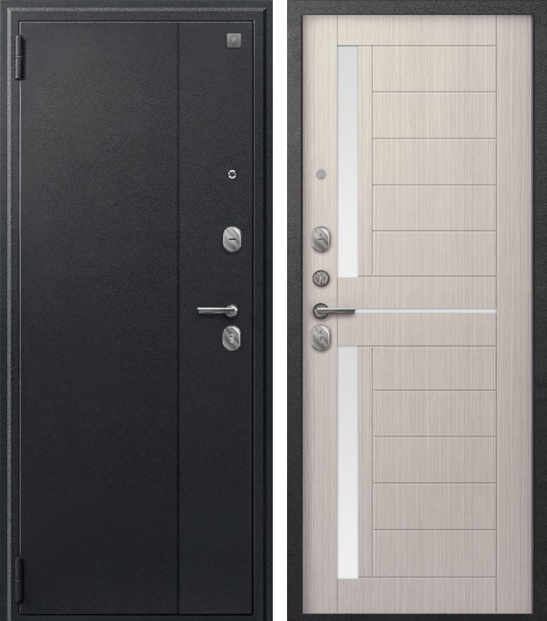 Входная дверь для квартиры A-01 Черный сатин + Капучино 3Д (860х2050, лев.)