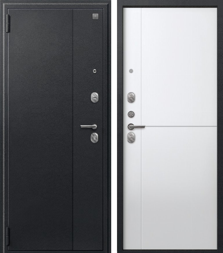 Входная дверь A-05 Черный сатин + Кашемир белый