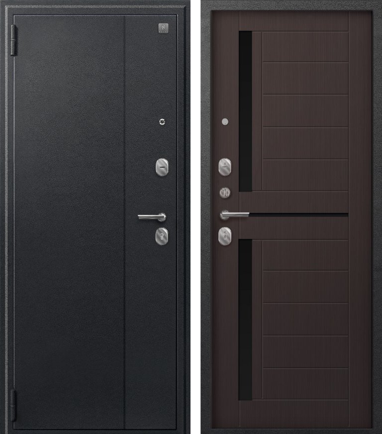 Входная дверь A-01 Черный сатин + Лиственница темная