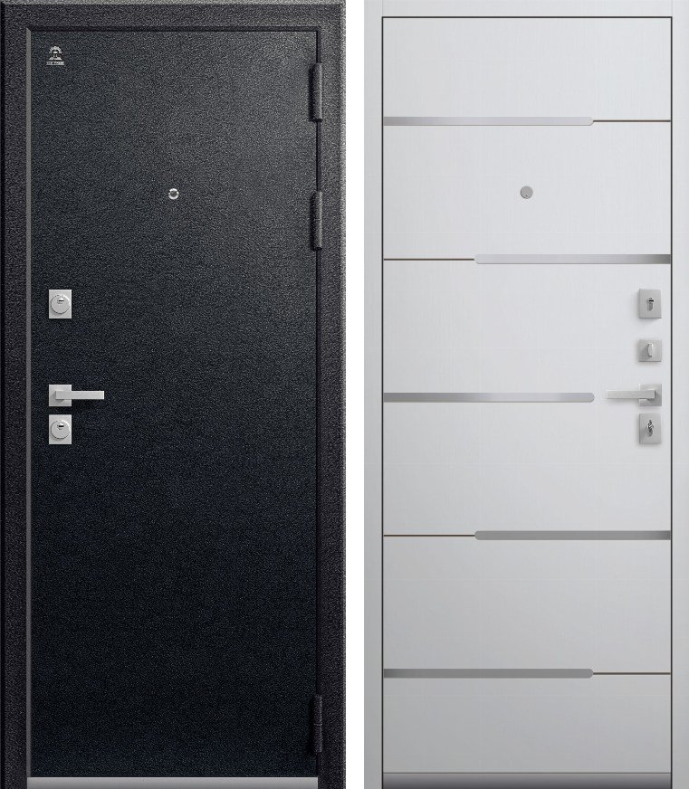 Входная дверь для квартиры C-108 (2026) Черный муар + Кашемир белый (860х2050, прав.)