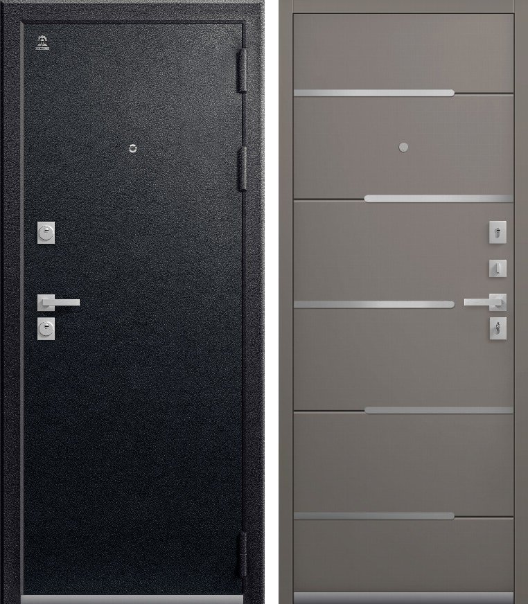 Входная дверь для квартиры C-108 (2026) Черный муар + Кашемир базальт (860х2050, прав.)