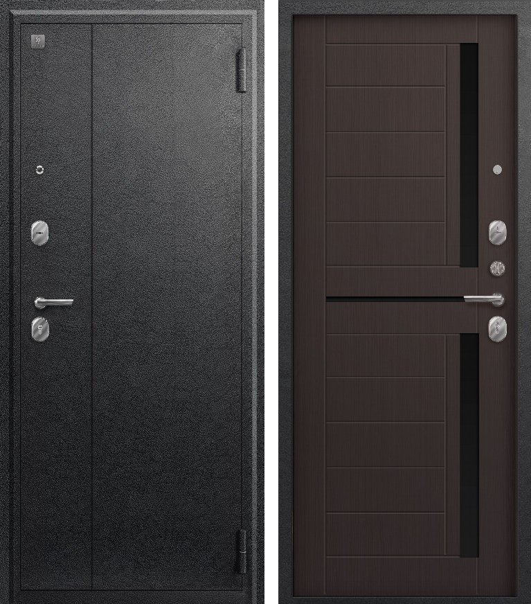 Входная дверь для квартиры A-01 (2026) Черный сатин + Темная лиственница (860х2050, прав.)