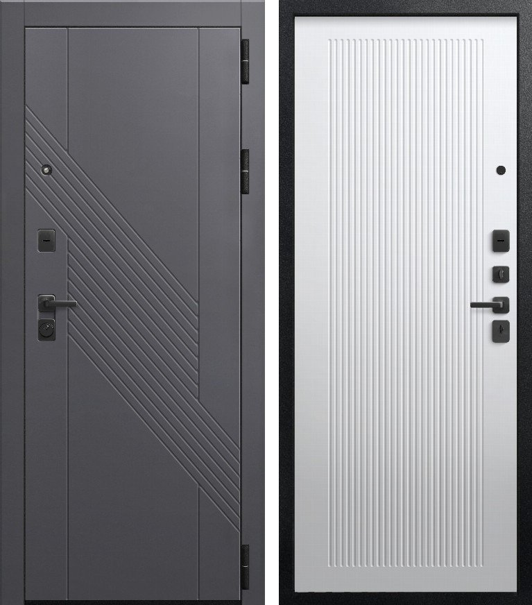 Входная дверь В(V)-21 Черный муар+Кашемир графит + Кашемир белый