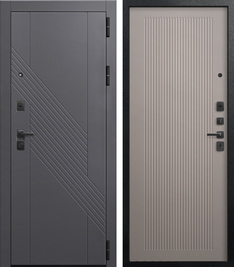 Входная дверь В(V)-21 Черный муар+Кашемир графит + Кашемир грей