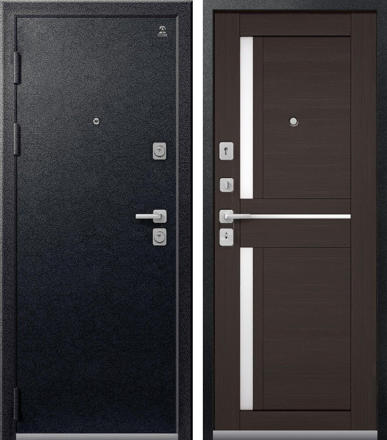 Входная дверь для квартиры C-102 Черный муар + Лиственница темная (860х2050, лев.)