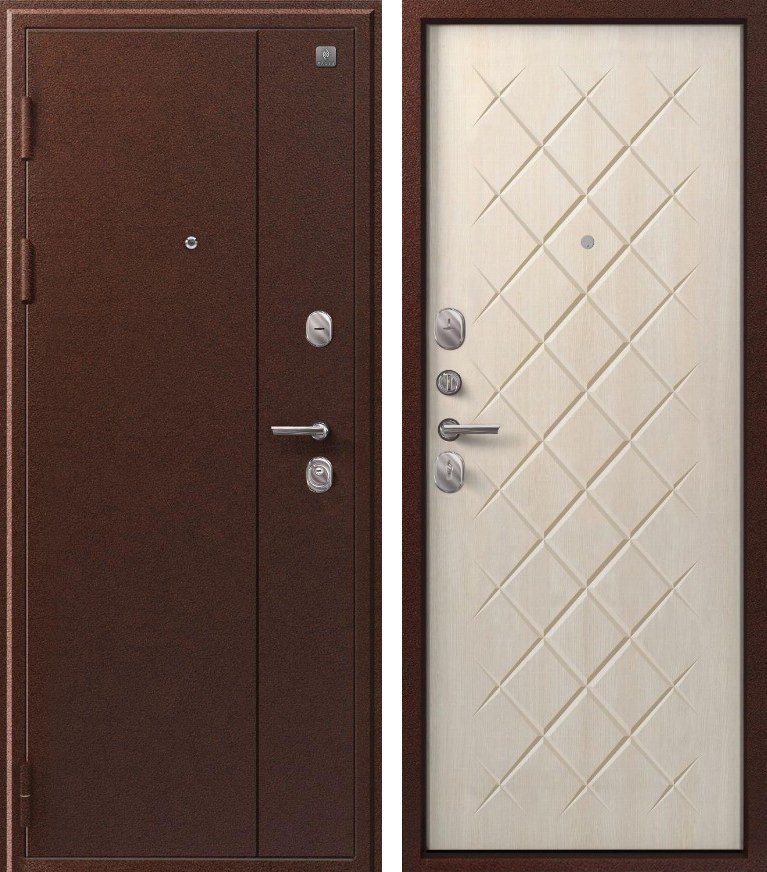 Входная дверь В-02 Медь антик + Седой дуб