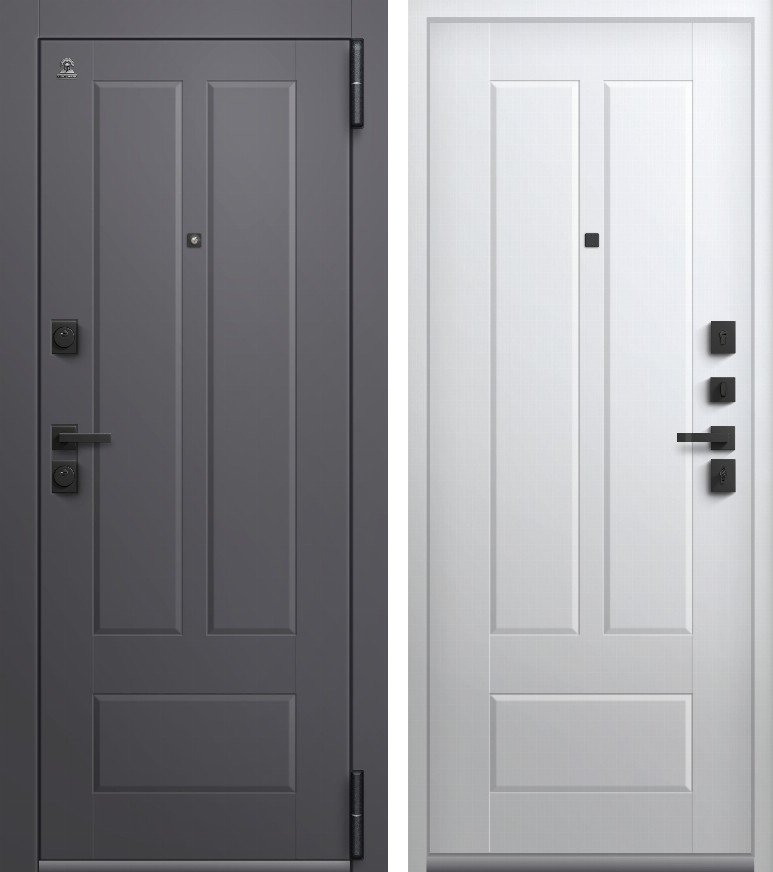 Входная дверь для квартиры Люкс-3 (2026) Антрацит муар + Кашемир графит + Кашемир белый (860х2050, прав.)