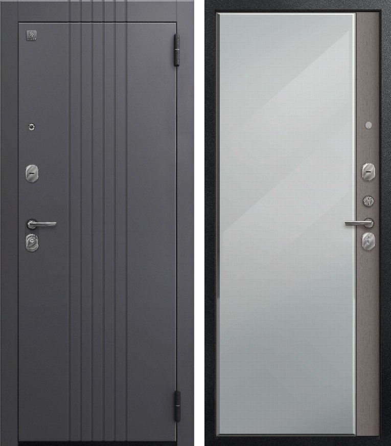 Входная дверь для квартиры A-12/1 Кашемир графит + Софт ясень грей (960х2050, прав.)