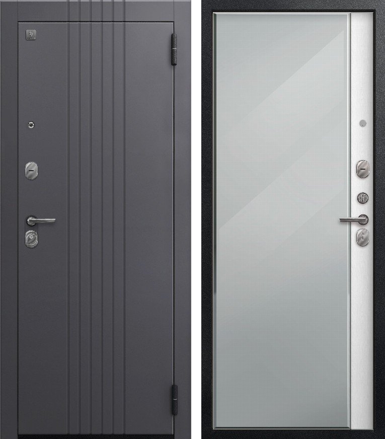 Входная дверь для квартиры A-12/1 Кашемир графит + Софт ясень белый (960х2050, прав.)