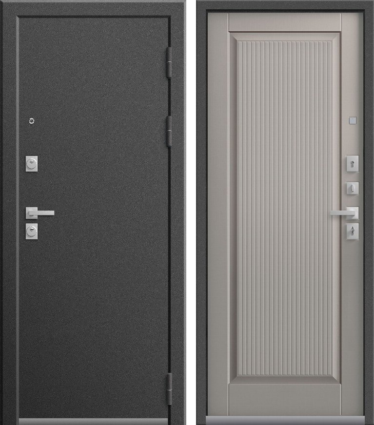 Входная дверь для квартиры Люкс-7 Пепельный муар + Кашемир грей (960х2050, прав.)